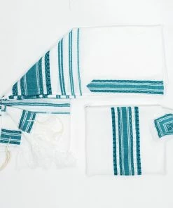 Gabrieli Tallit Samuel - Wool Tallit - Turquoise And Silver