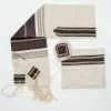 Gabrieli Tallit Gabrieli Tallits Elia - Cotton Tallit - Bordeaux With Gold On Off-White
