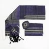 Gabrieli Tallit Elia - Silk Tallit- Gray With Gold On Purple