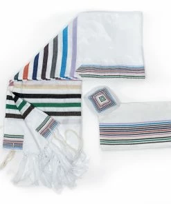 Gabrieli Tallit Josef - Silk Tallit - 12 Stripes On White