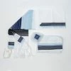 Gabrieli Tallit Ella - Cotton Tallit - Blue And Black Stripes With Silver On White