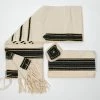 Gabrieli Tallit Adam - Cotton Tallit - Black And Gold On Off-White Gabrieli Tallits