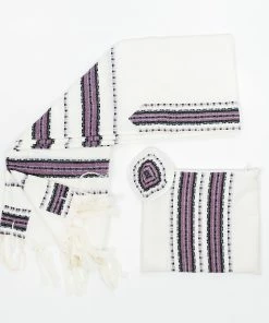 Gabrieli Tallit Ruth - Wool Tallit - Purple And Black With Silver